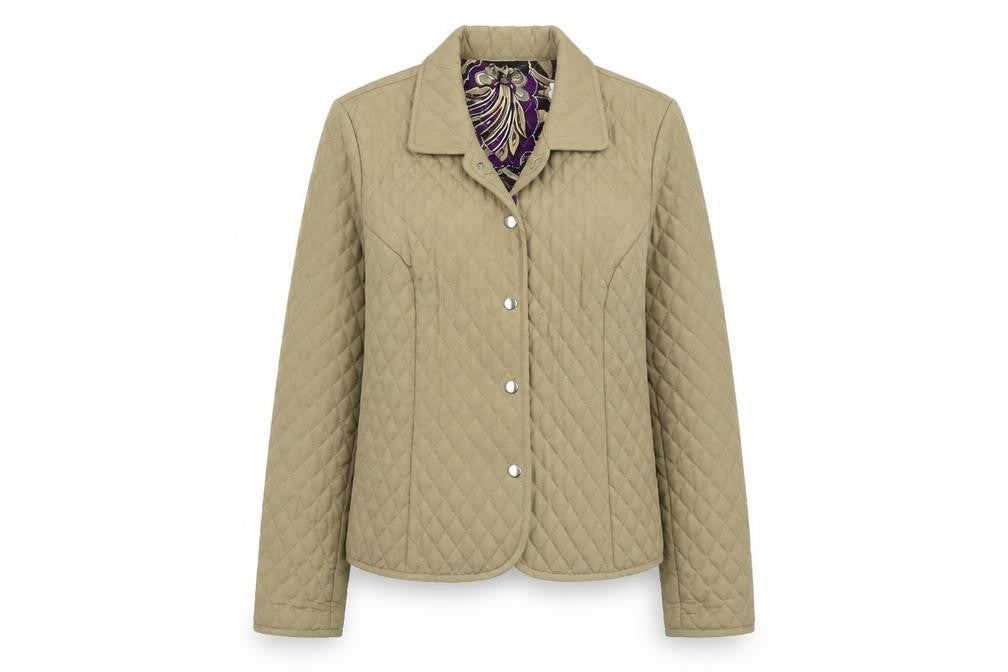 Tara Jones Womens Beige Quilted Jacket Size 6 Snap