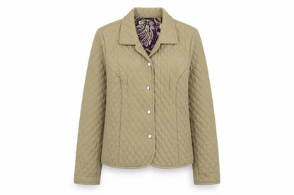 Tara Jones Womens Beige Quilted Jacket Size 6 Snap