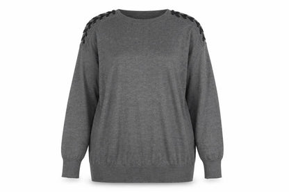 Yessica Womens Grey Round Neck Polyester Pullover Jumper Size L