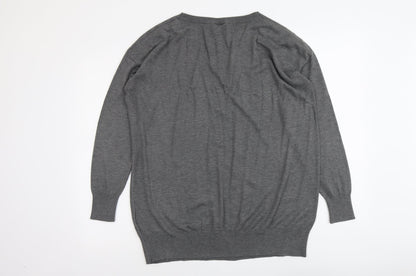 Yessica Womens Grey Round Neck Polyester Pullover Jumper Size L