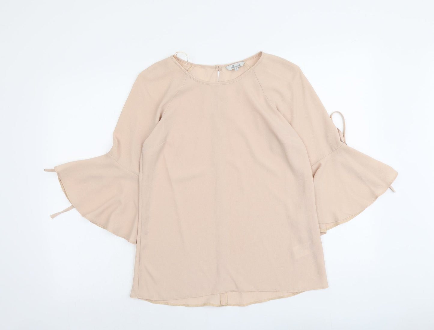 Peacocks Womens Pink Polyester Basic Blouse Size 8 Round Neck
