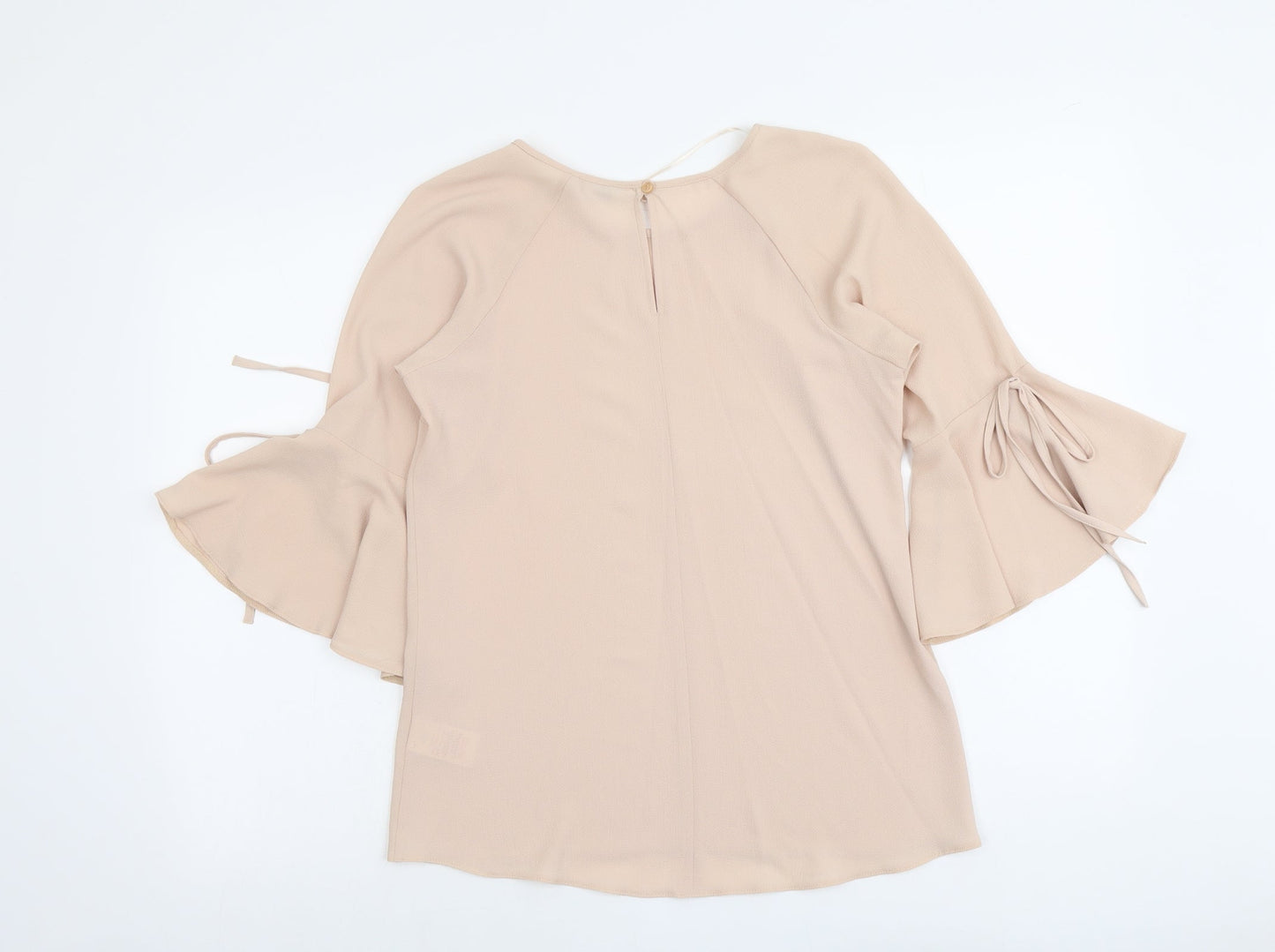 Peacocks Womens Pink Polyester Basic Blouse Size 8 Round Neck