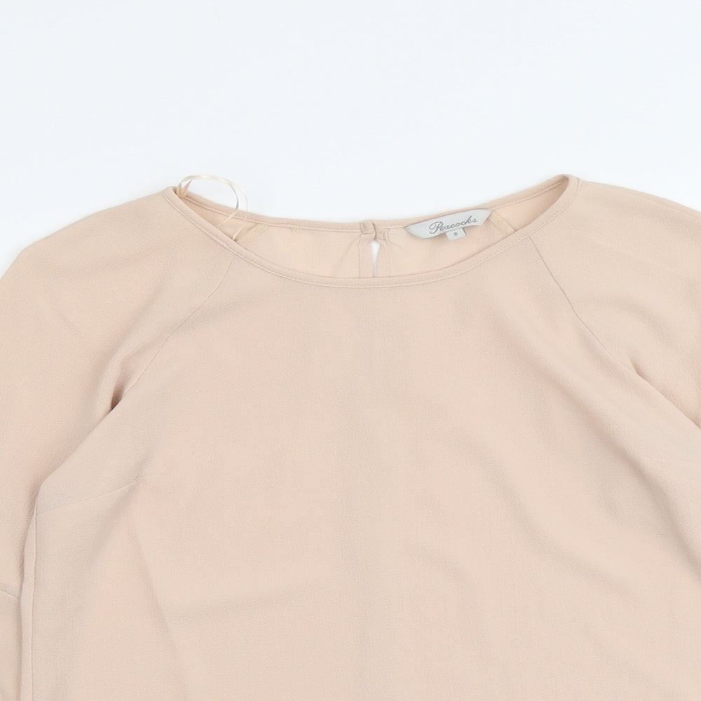 Peacocks Womens Pink Polyester Basic Blouse Size 8 Round Neck