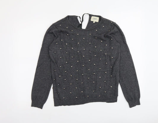 Papaya Womens Grey Round Neck Polyester Pullover Jumper Size 12