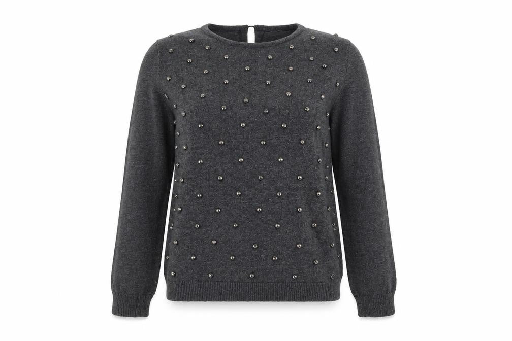 Papaya Womens Grey Round Neck Polyester Pullover Jumper Size 12