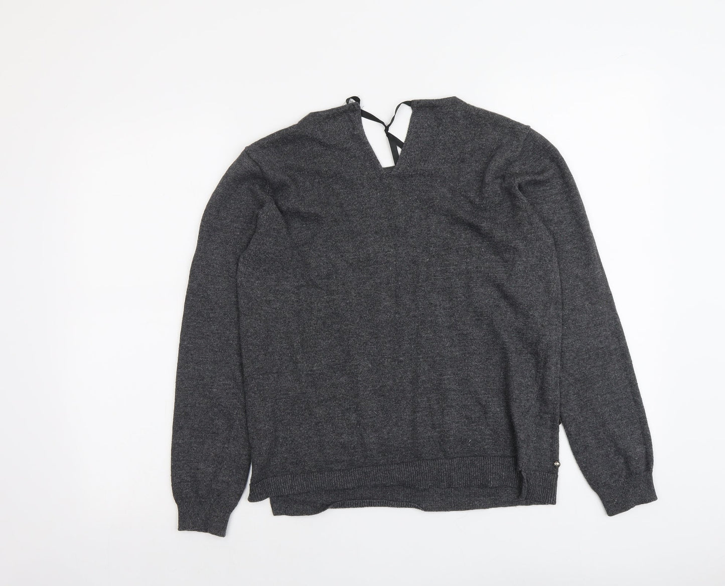 Papaya Womens Grey Round Neck Polyester Pullover Jumper Size 12