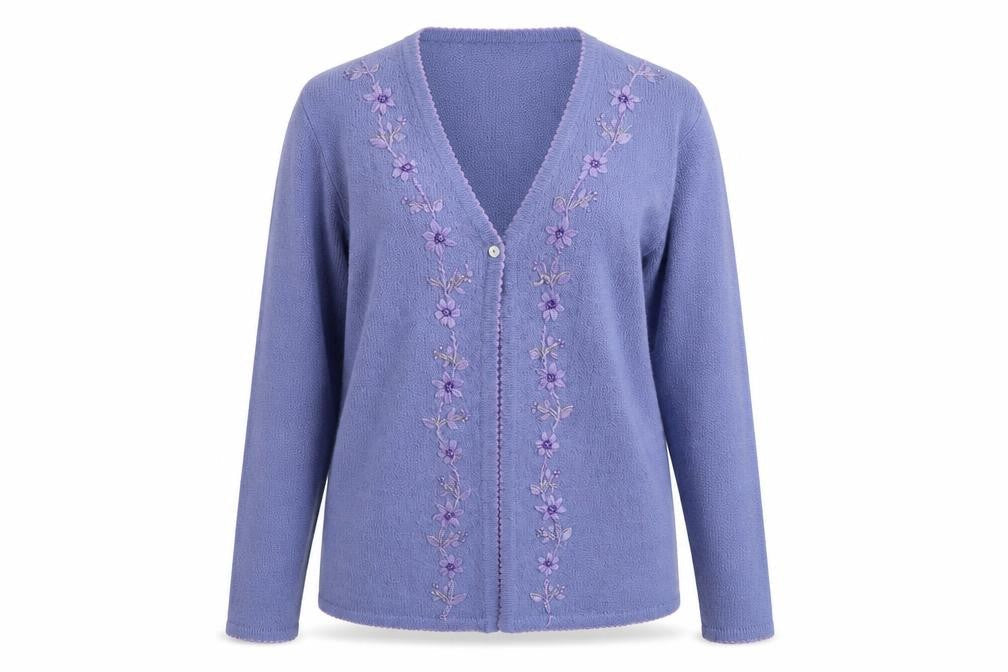 Alibi Womens Purple Round Neck Acrylic Cardigan Jumper Size 14