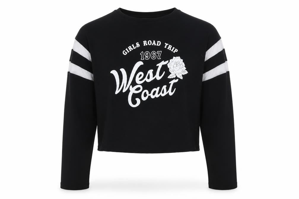 Candy Couture Girls Black Cotton Pullover Sweatshirt Size 11 Years Pullover - Girls Road Trip West Coast
