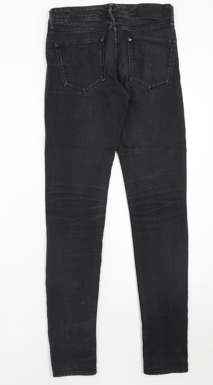 Preworn Womens Black Herringbone Cotton Skinny Jeans Size 27 in L32 in Regular Zip