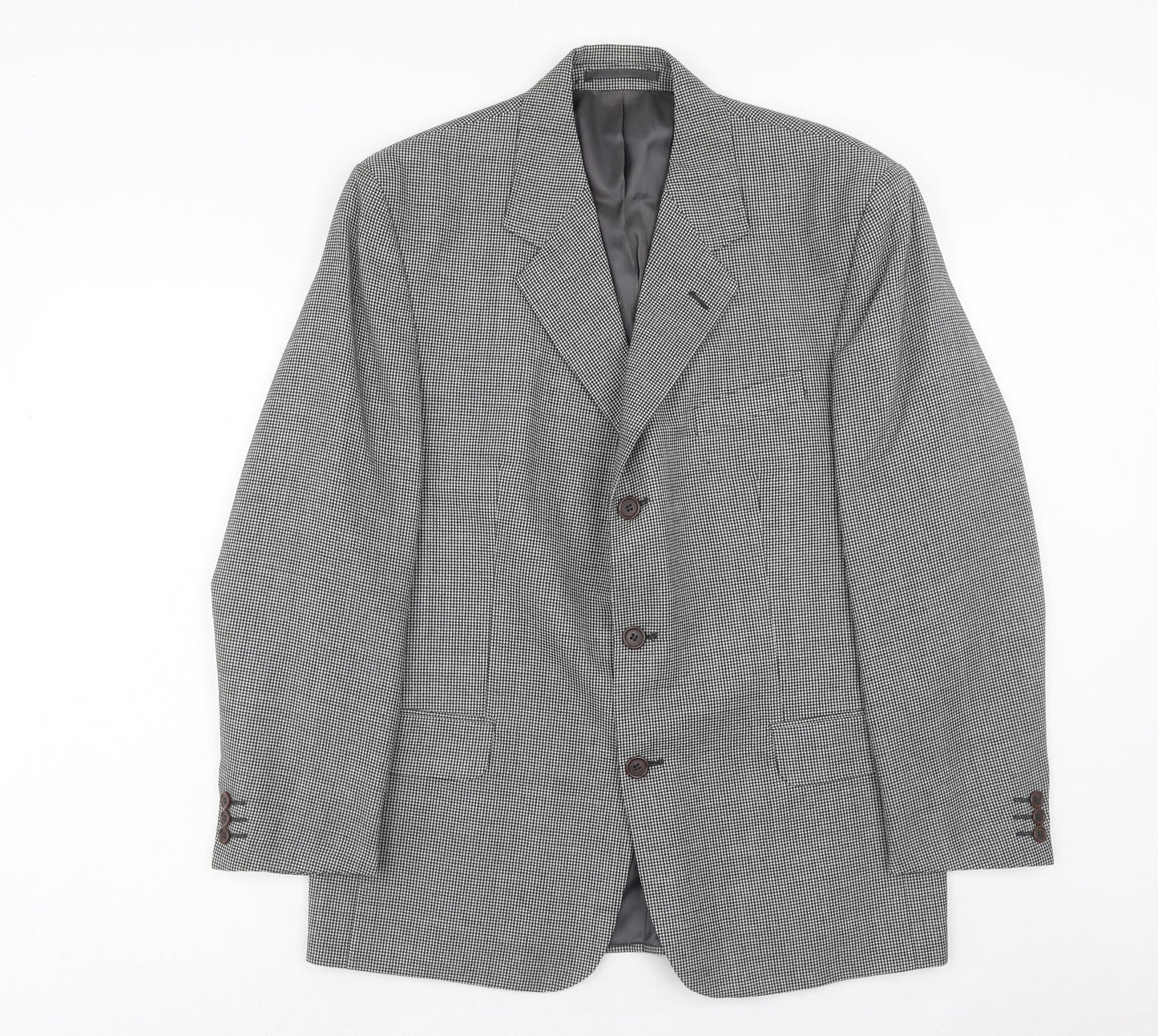 NEXT Mens Grey Geometric Polyester Jacket Blazer Size 40 Regular