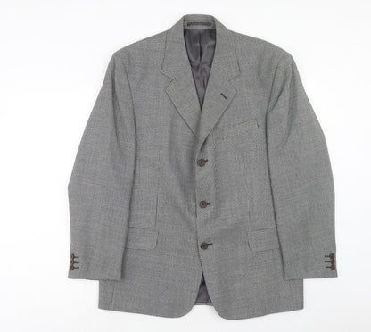 Next Mens Grey Geometric Polyester Jacket Blazer Size 40 Regular