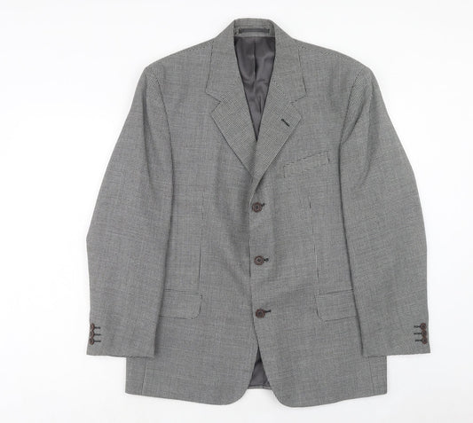 NEXT Mens Grey Geometric Polyester Jacket Blazer Size 40 Regular