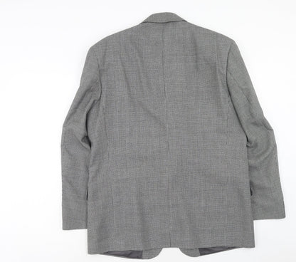 Next Mens Grey Geometric Polyester Jacket Blazer Size 40 Regular