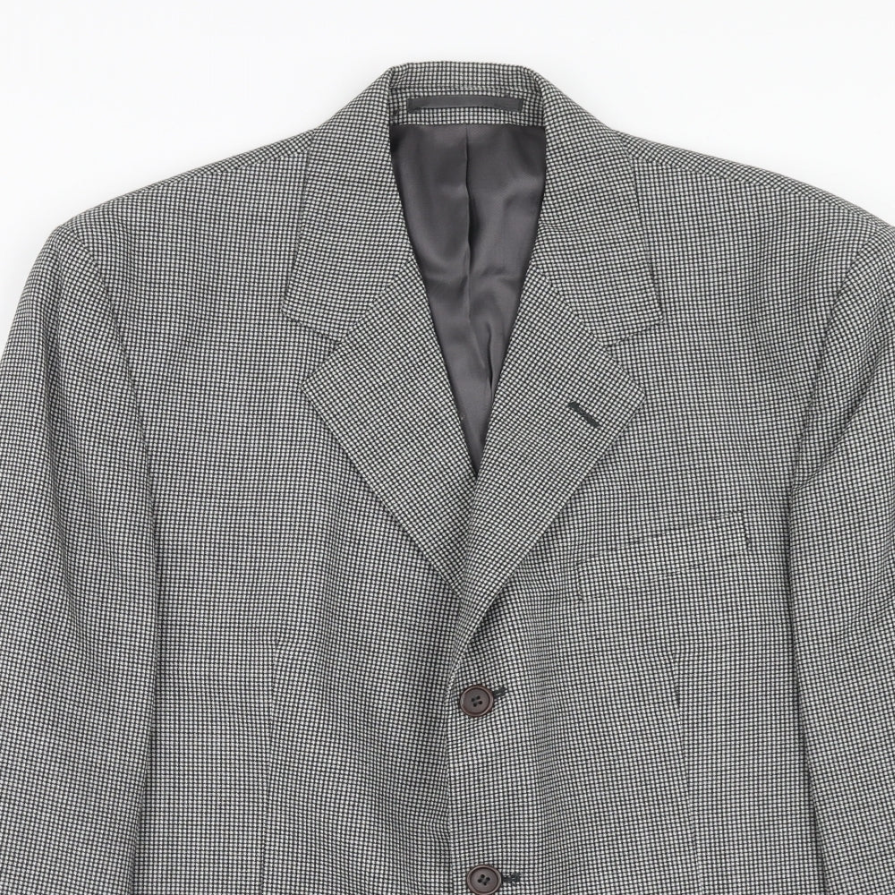 NEXT Mens Grey Geometric Polyester Jacket Blazer Size 40 Regular