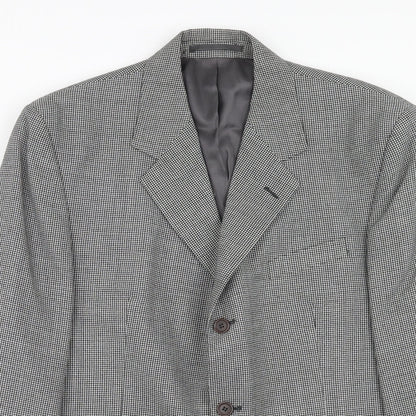 Next Mens Grey Geometric Polyester Jacket Blazer Size 40 Regular
