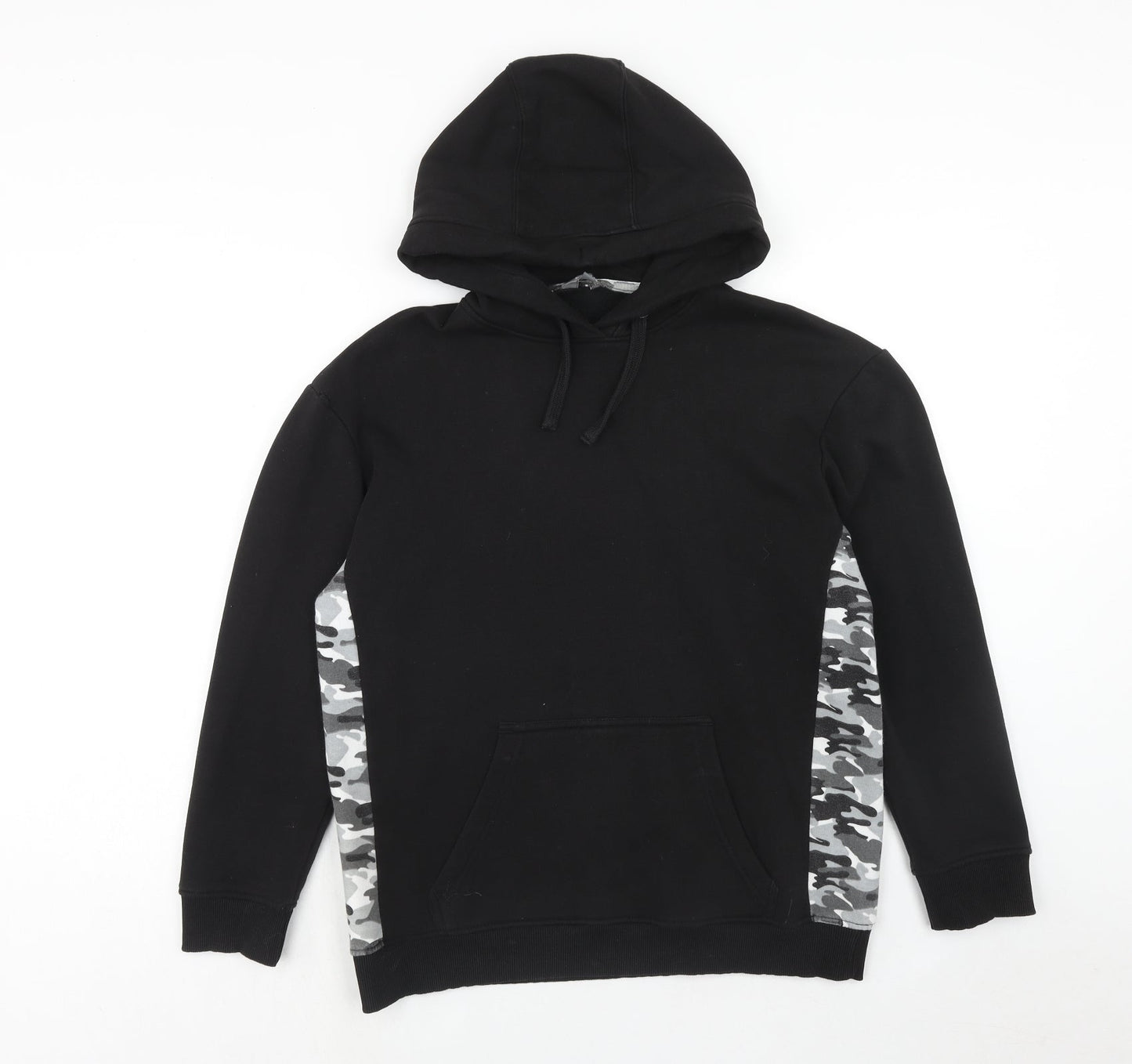 Fluid Womens Black Cotton Pullover Hoodie Size 10 Pullover