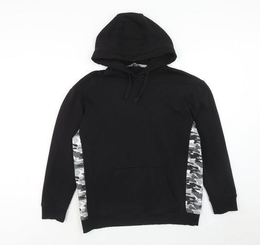 Fluid Womens Black Cotton Pullover Hoodie Size 10 Pullover