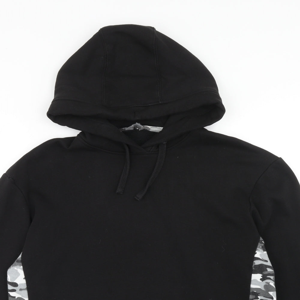 Fluid Womens Black Cotton Pullover Hoodie Size 10 Pullover