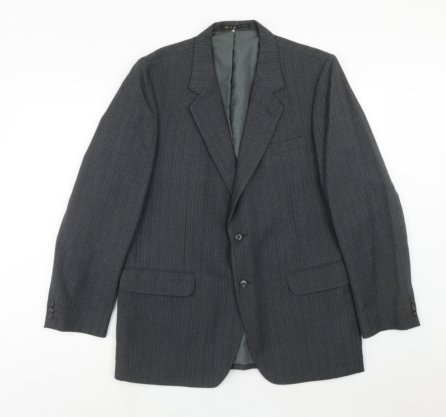 BARONIA Mens Grey Striped Wool Jacket Suit Jacket Size 38 Regular