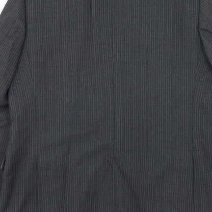 BARONIA Mens Grey Striped Wool Jacket Suit Jacket Size 38 Regular