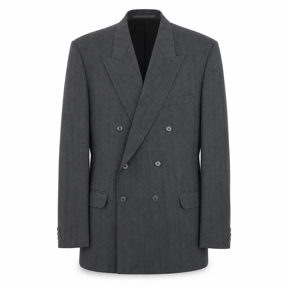 Turo Mens Grey Striped Polyester Jacket Suit Jacket Size 44 Regular