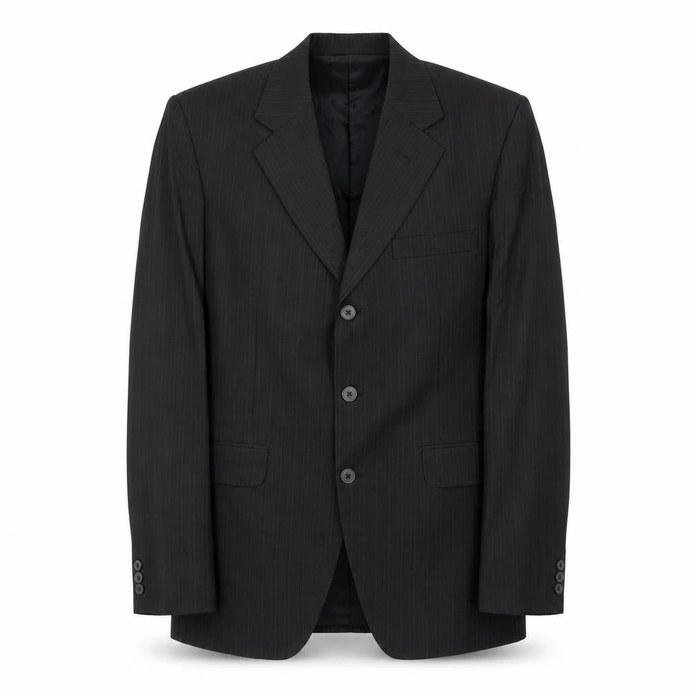 Capital Mens Black Striped Polyester Jacket Suit Jacket Size 38 Regular