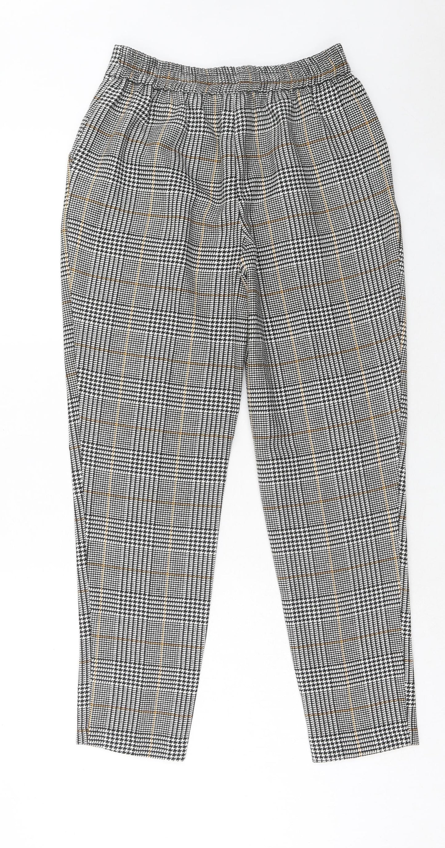 New Look Womens Multicoloured Plaid Polyester Trousers Size 6 Regular Zip