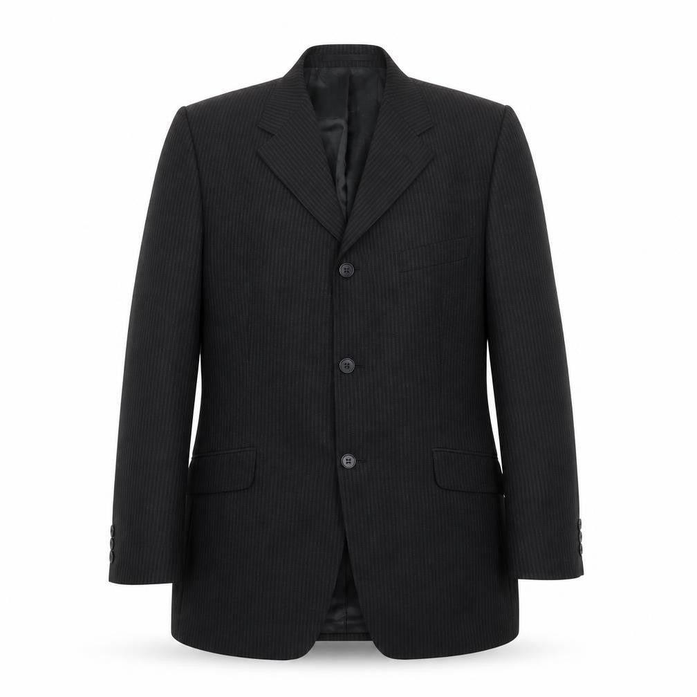Gibson Mens Black Striped Polyester Jacket Suit Jacket Size 40 Regular
