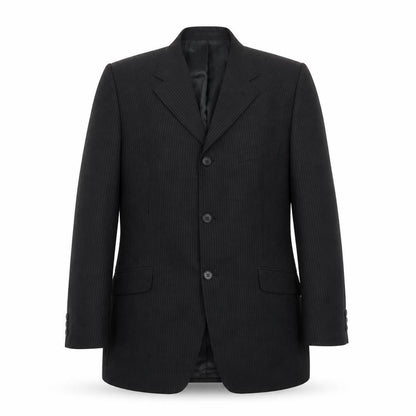 Gibson Mens Black Striped Polyester Jacket Suit Jacket Size 40 Regular