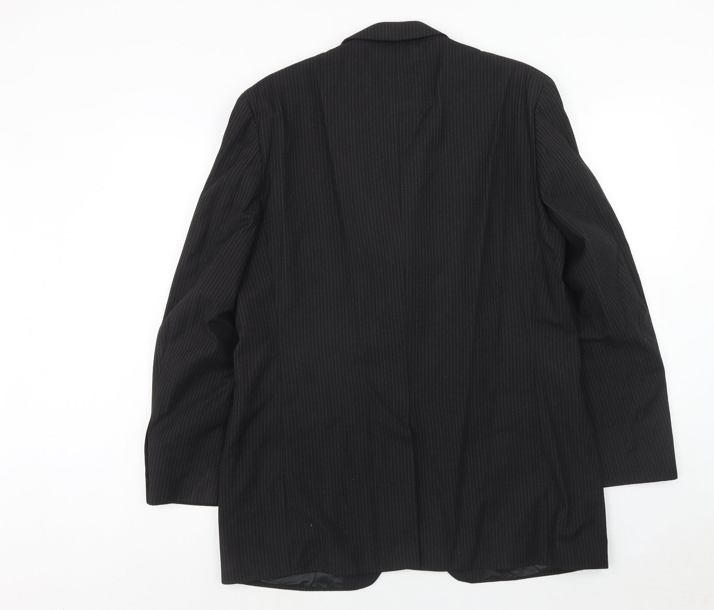 Gibson Mens Black Striped Polyester Jacket Suit Jacket Size 40 Regular