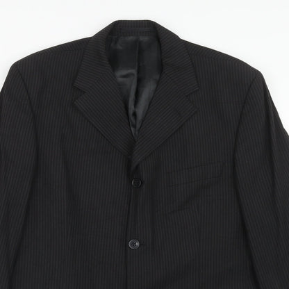 Gibson Mens Black Striped Polyester Jacket Suit Jacket Size 40 Regular