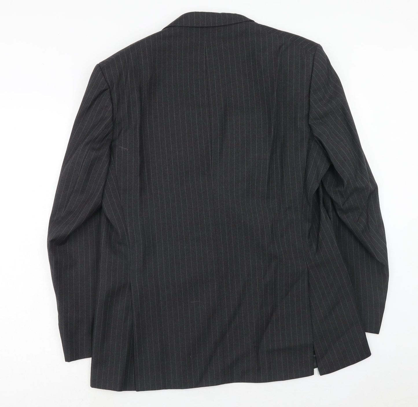 Varteks Mens Grey Striped Polyester Jacket Suit Jacket Size 42 Regular
