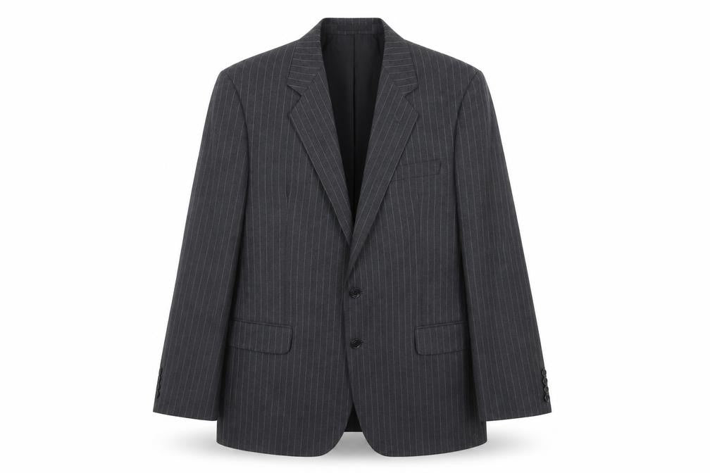 Marks & Spencer Mens Grey Striped Wool Jacket Suit Jacket Size 42 Regular
