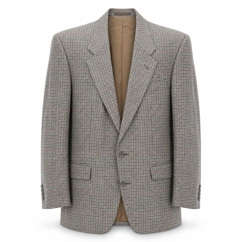 Classic Mens Brown Geometric Wool Jacket Blazer Size 40 Regular