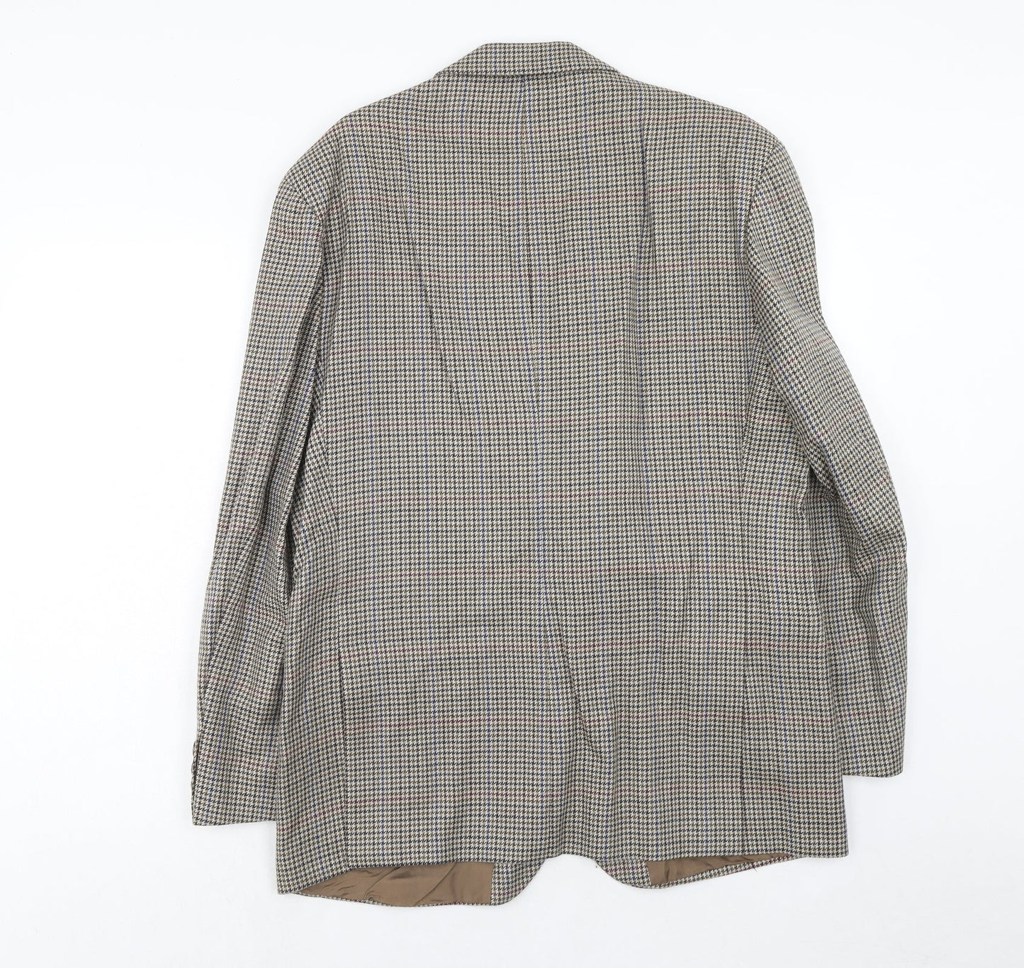 Classic Mens Brown Geometric Wool Jacket Blazer Size 40 Regular