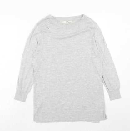 Next Womens Grey Boat Neck Cotton Pullover Jumper Size 12