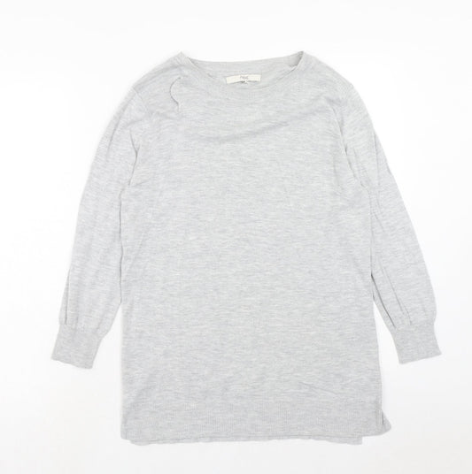 NEXT Womens Grey Boat Neck Cotton Pullover Jumper Size 12