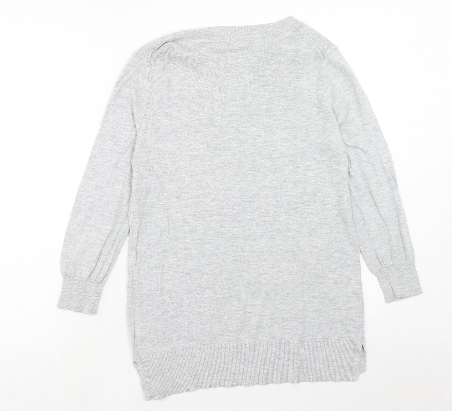 NEXT Womens Grey Boat Neck Cotton Pullover Jumper Size 12