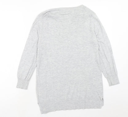 Next Womens Grey Boat Neck Cotton Pullover Jumper Size 12