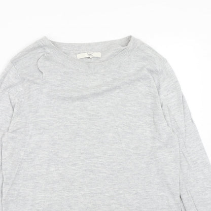 Next Womens Grey Boat Neck Cotton Pullover Jumper Size 12