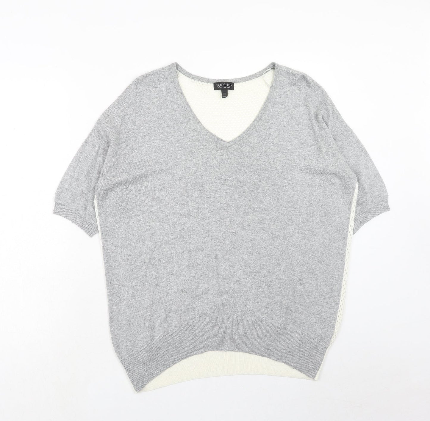Topshop Womens Grey V-Neck Viscose Pullover Jumper Size 10