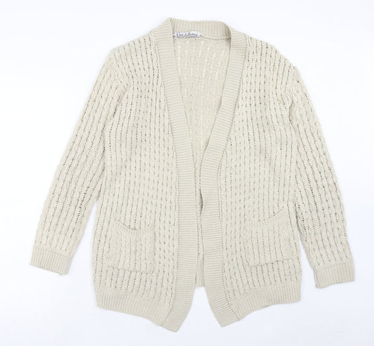 Pure & Natural Womens Beige V-Neck Acrylic Cardigan Jumper Size M - Size M/L