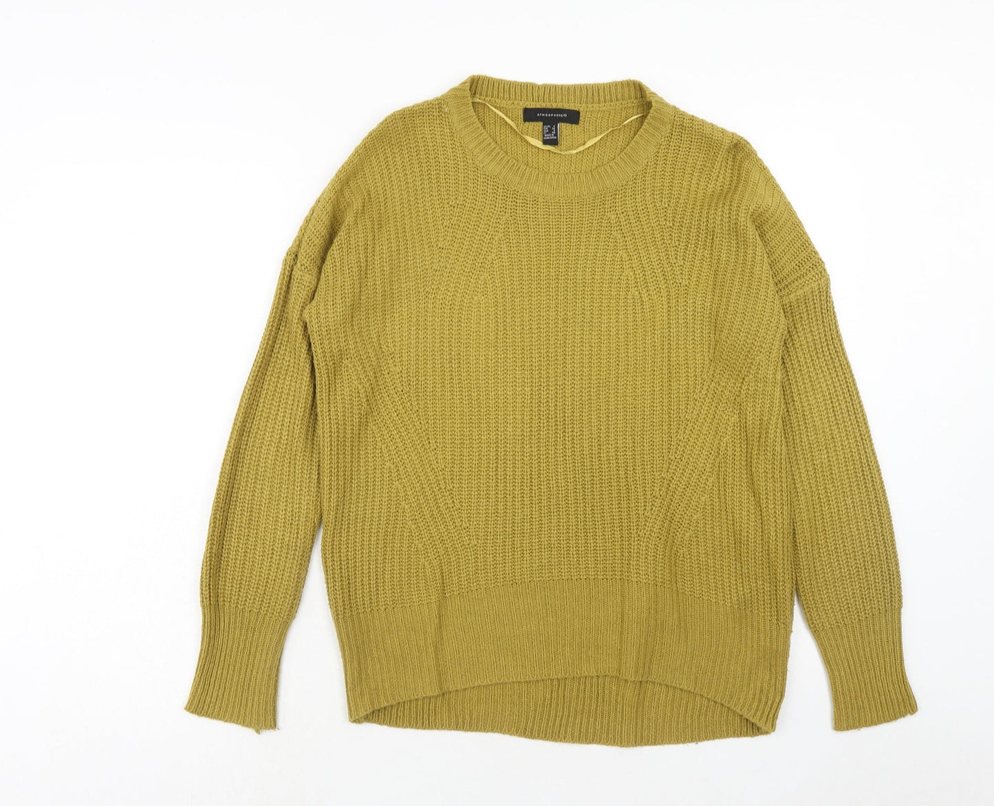 Atmosphere Womens Yellow Round Neck Acrylic Pullover Jumper Size 8