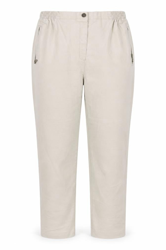 Alica Womens Beige Cotton Trousers Size 30 in Regular Button
