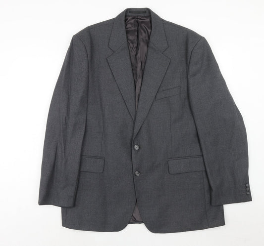 Label Mens Grey Polyacrylate Fibre Jacket Suit Jacket Size 44 Regular