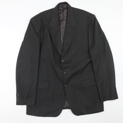 James Barry Mens Grey Striped Polyester Jacket Suit Jacket Size 44 Regular