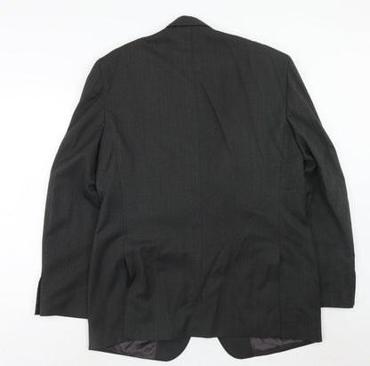 James Barry Mens Grey Striped Polyester Jacket Suit Jacket Size 44 Regular