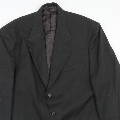 James Barry Mens Grey Striped Polyester Jacket Suit Jacket Size 44 Regular