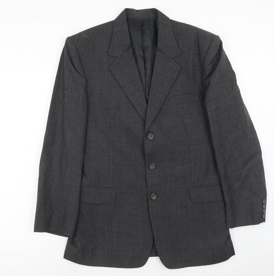 n.u.k Mens Grey Check Polyester Jacket Suit Jacket Size 36 Regular