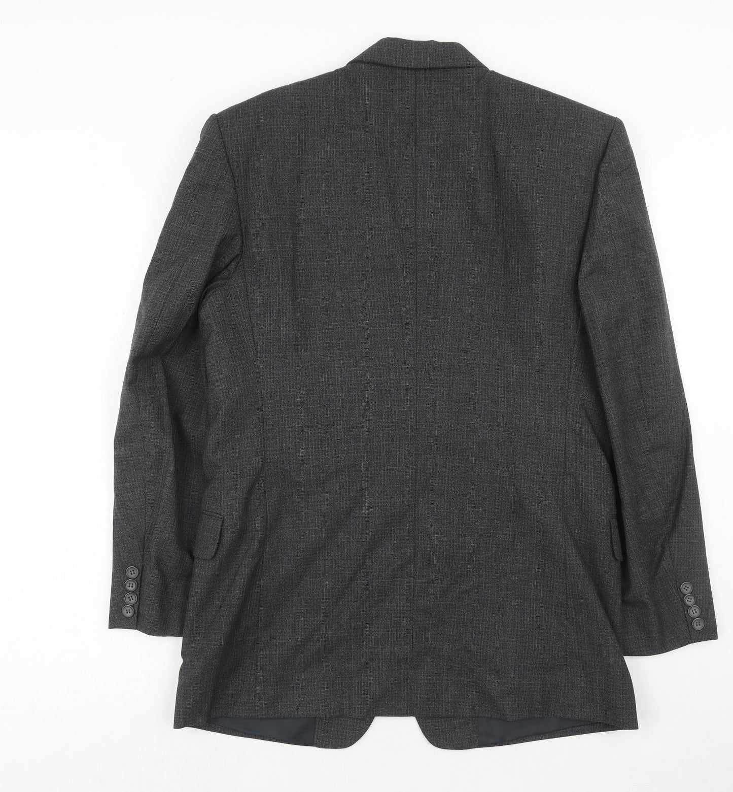 n.u.k Mens Grey Check Polyester Jacket Suit Jacket Size 36 Regular
